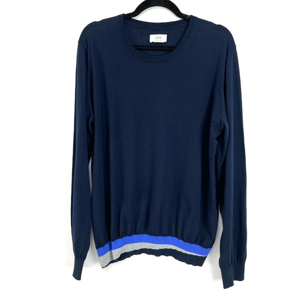Closed Mens Navy‎ Size XL Crew Neck Pullover Sweater Long Sleeve Cotton Knit Top